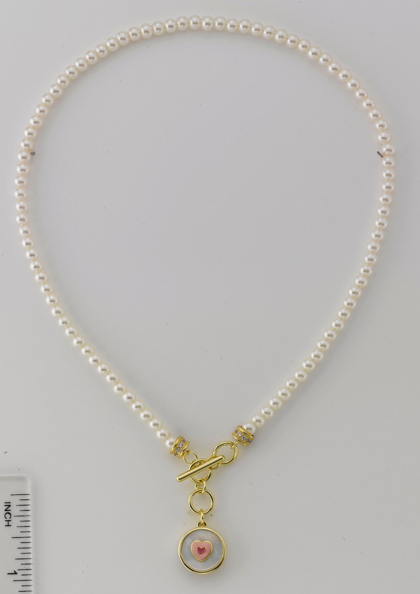 Mother Of Pearl Enamel Heart Pearl Necklace Wholesale