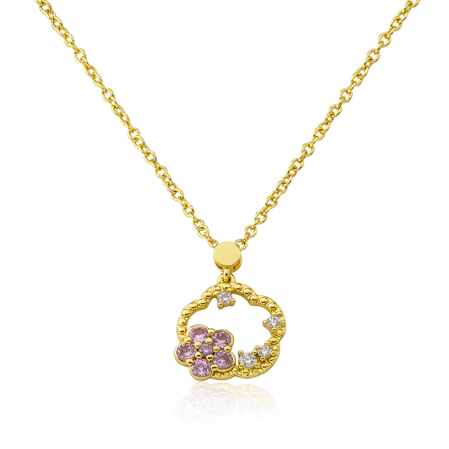Crystal Pink Flower Necklace Wholesale