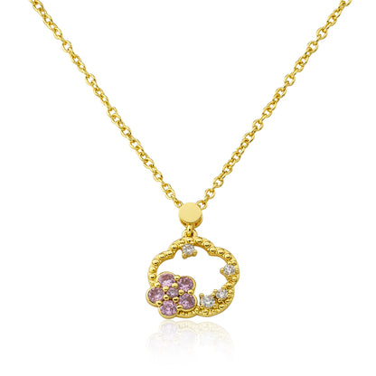 Crystal Pink Flower Necklace Wholesale