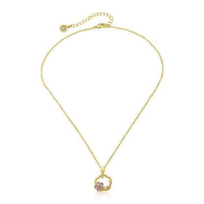 Crystal Pink Flower Necklace Wholesale