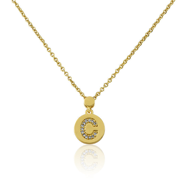 LMTS Classic! Initial Disc Pendant Necklace Wholesale
