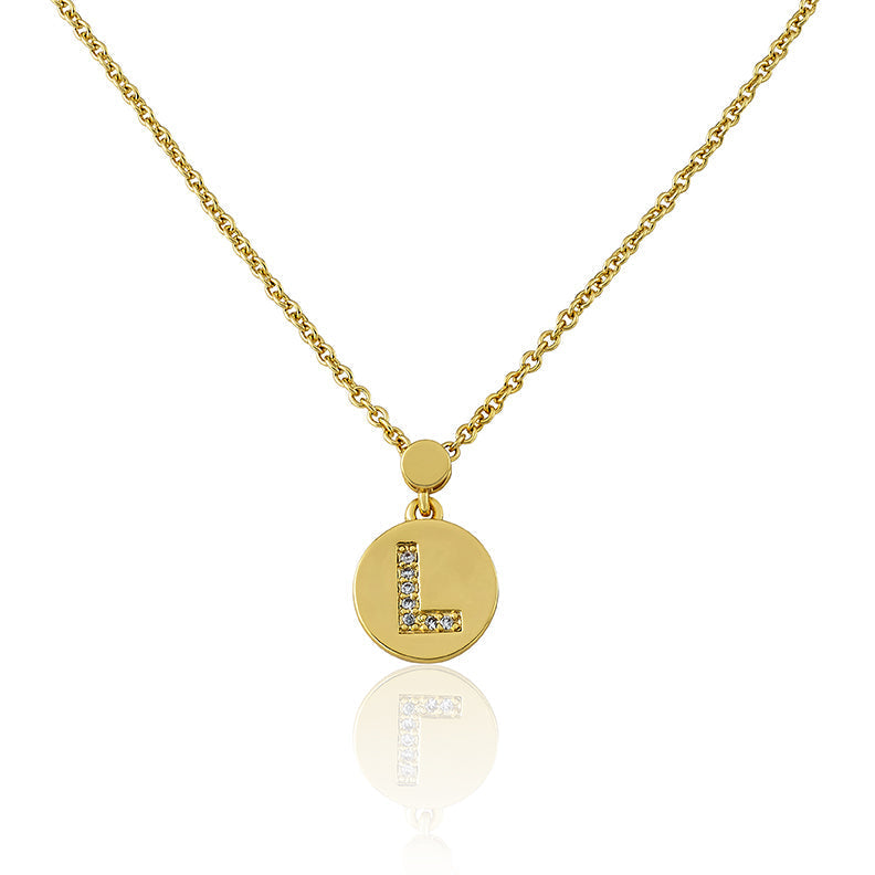 LMTS Classic! Initial Disc Pendant Necklace Wholesale