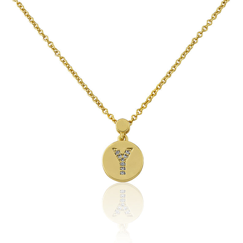 LMTS Classic! Initial Disc Pendant Necklace Wholesale