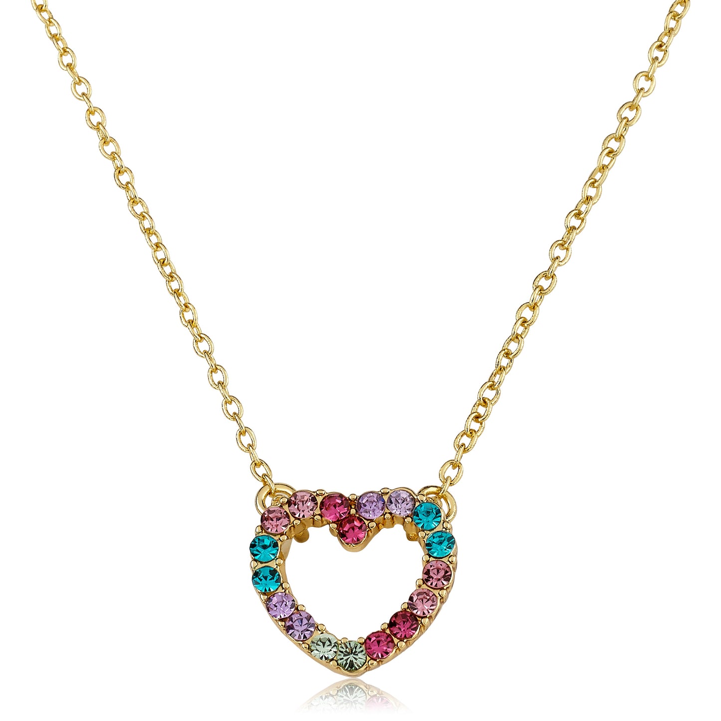 Rainbow Crystal Heart Necklace Wholesale