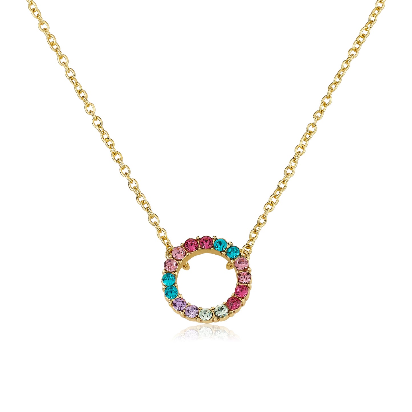 Rainbow Crystal Circle Necklace Wholesale