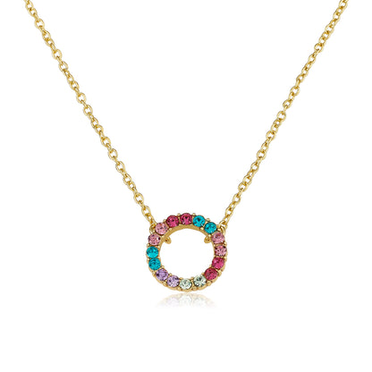Rainbow Crystal Circle Necklace Wholesale