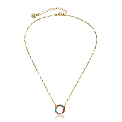 Rainbow Crystal Circle Necklace Wholesale