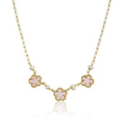 Mother Of Pearl Flower Necklace