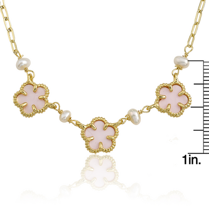 Mother Of Pearl Flower Necklace