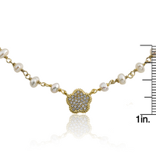 Micro Pave Flower Pearl Necklace