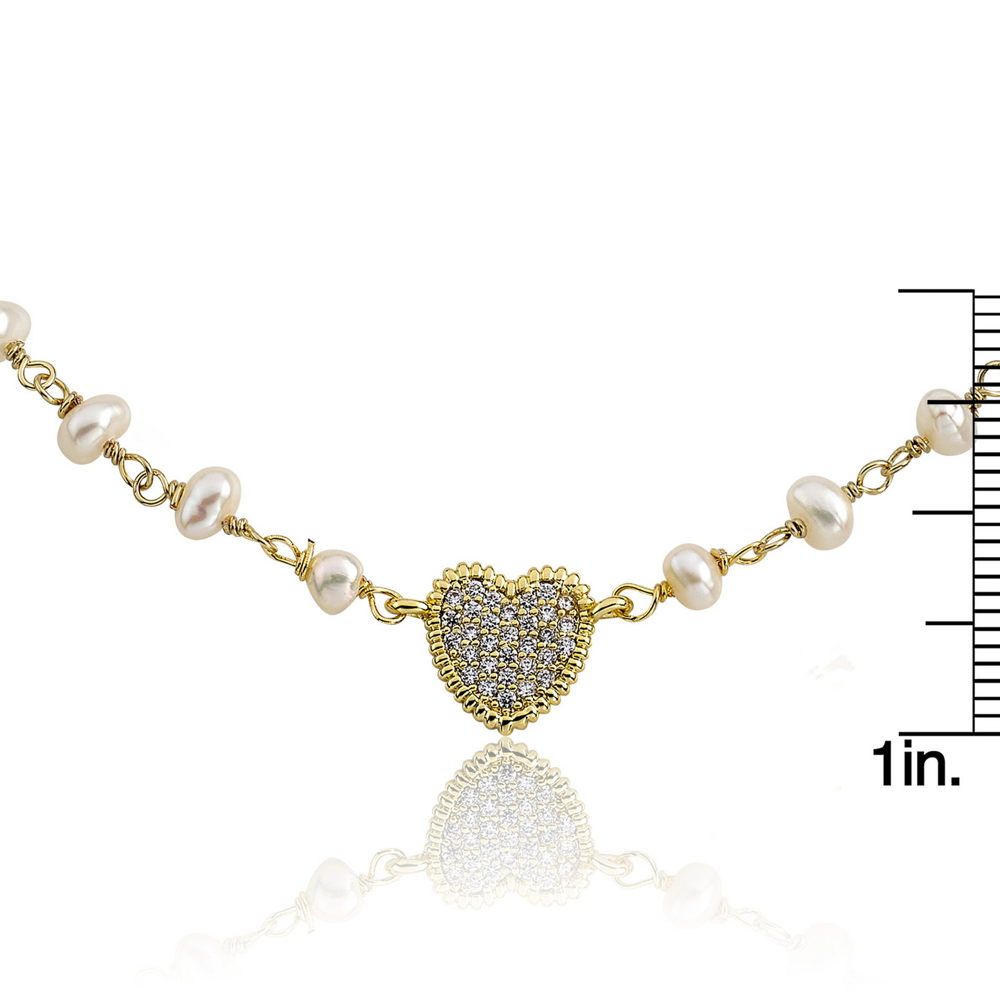 Micro Pave Heart Pearl Necklace