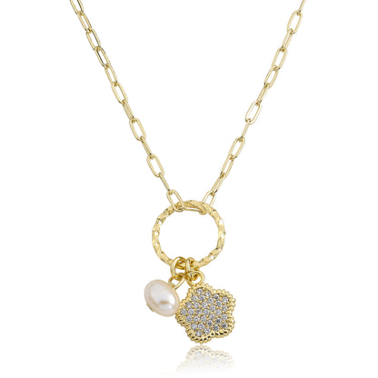 Micro Pave Flower Necklace Wholesale