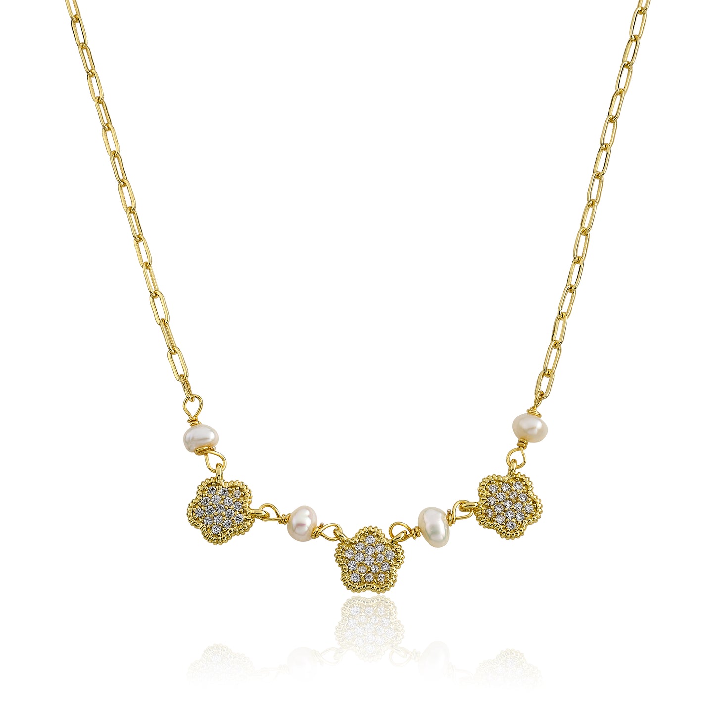 Micro Pave Flower Necklace