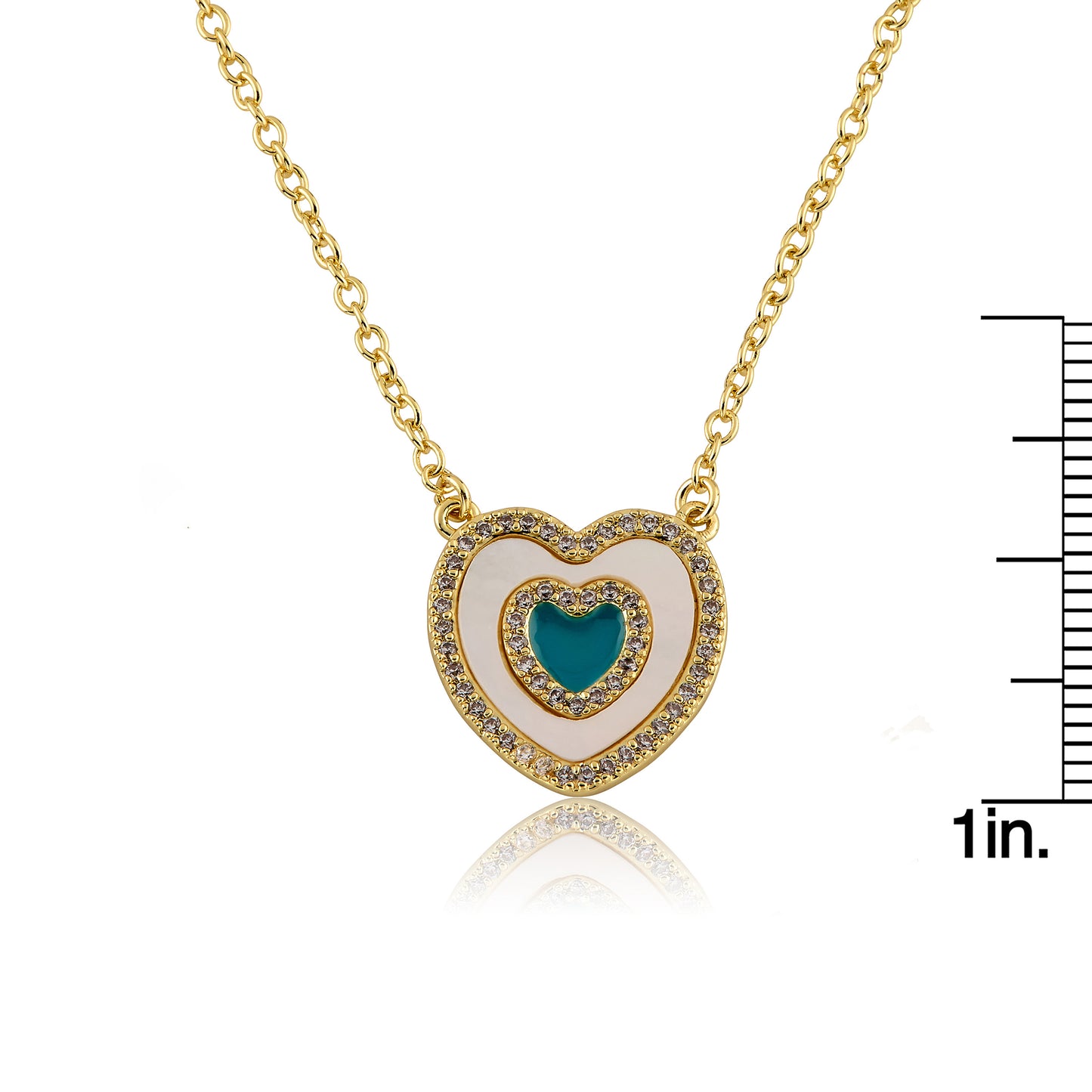 LMTS Classic! Brushed  Cz Framed Mother Of Pearl & Turquoise Center Chain Necklace