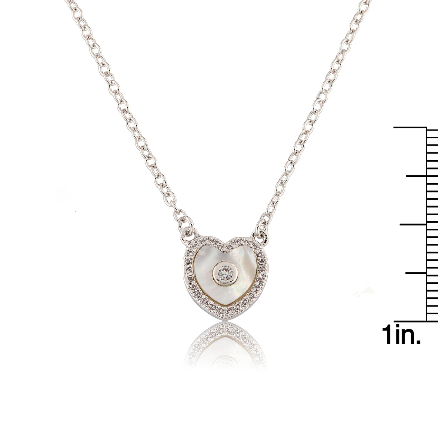 LMTS Classic! Cz Framed Heart Chain Necklace