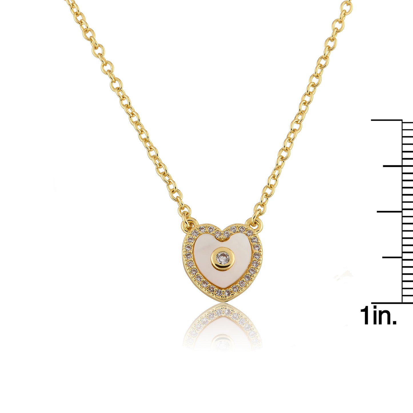 LMTS Classic! Cz Framed Heart Chain Necklace