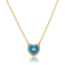 LMTS Classic! Cz Framed Heart Chain Necklace