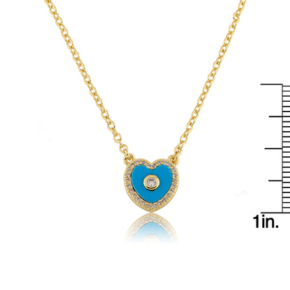 LMTS Classic! Cz Framed Heart Chain Necklace