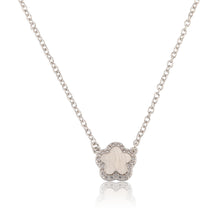 LMTS Classic! Brushed  Cz Framed Flower Chain Necklace