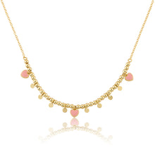 Bead & Disc Dangles Hearts Necklace