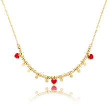 Bead & Disc Dangles Hearts Necklace