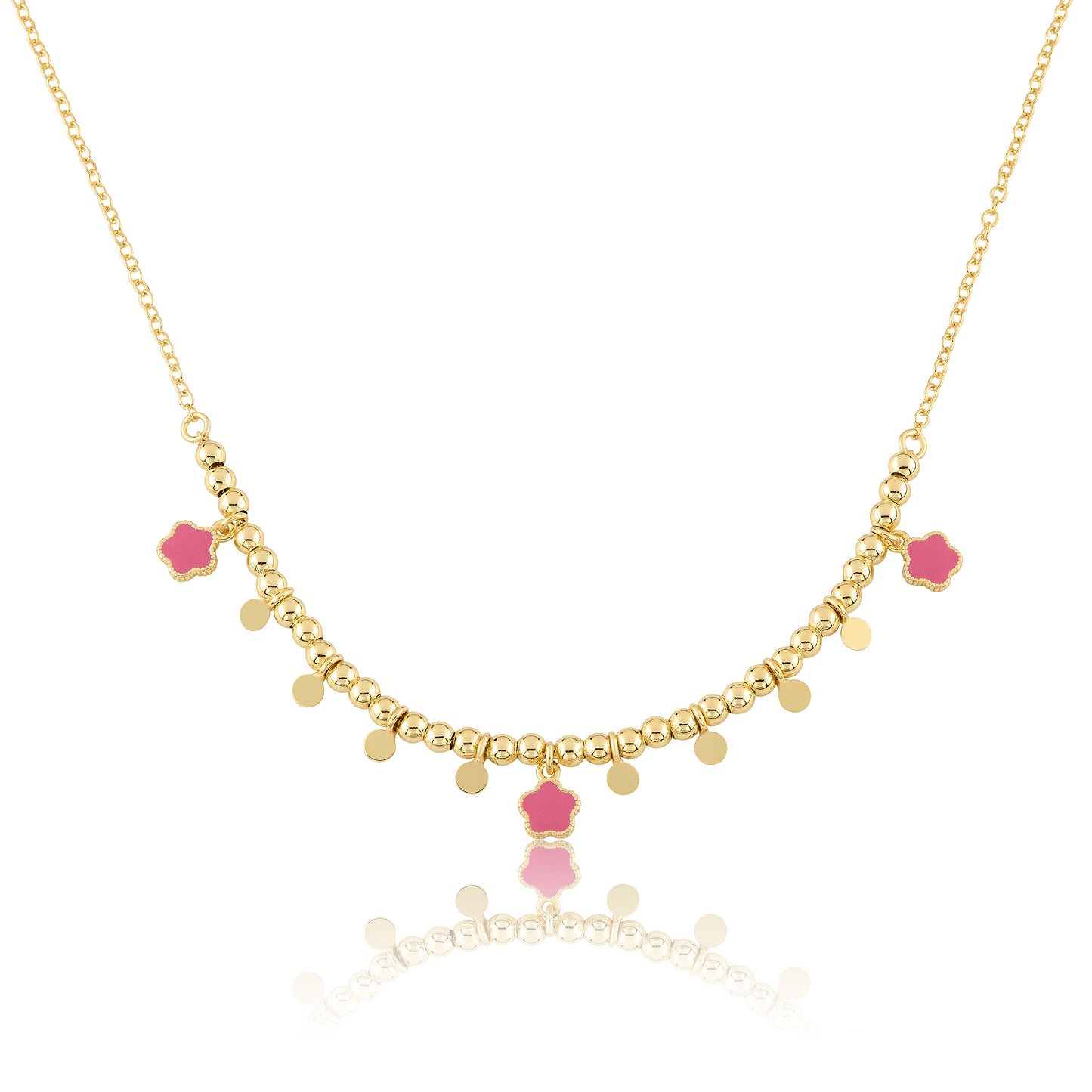 Bead & Disc Dangles Flowers Necklace