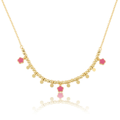 Bead & Disc Dangles Flowers Necklace