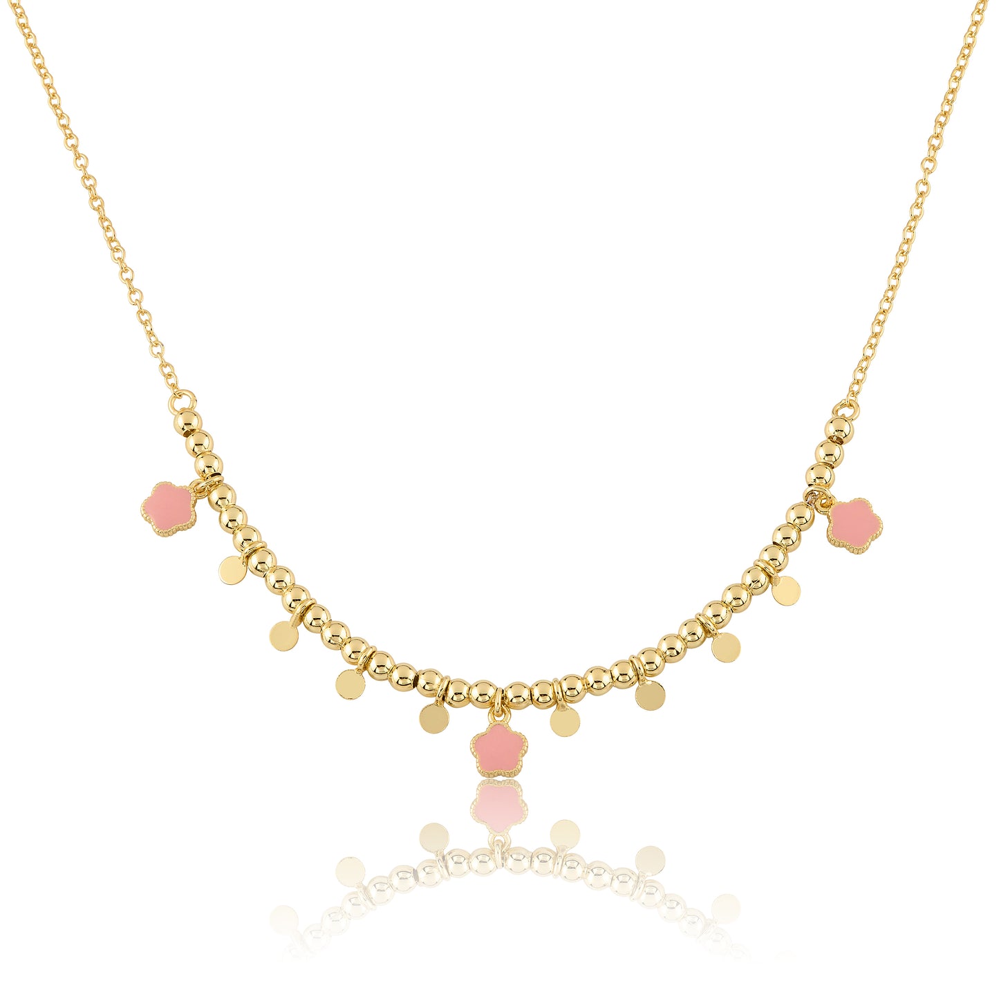 Bead & Disc Dangles Flowers Necklace