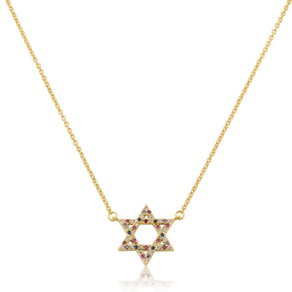 LMTS Classic! 14K Gold Plated Cz Star Of David Necklace