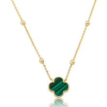 14K Gold Plated Clover Pendant On Bead Station Necklace Wholesale