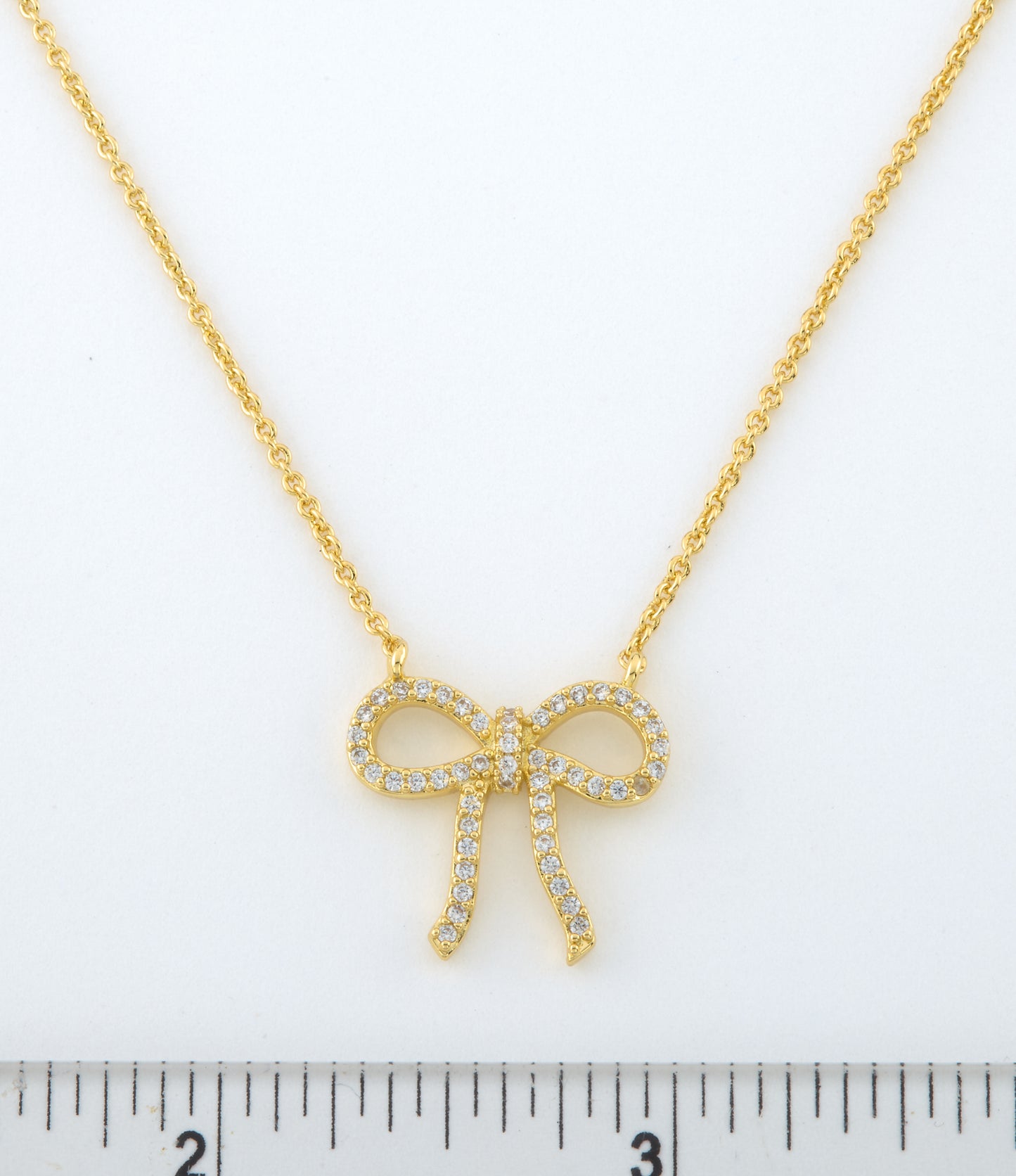 LMTS Classic! 14k Gold Plated Cz Bow Necklace Wholesale
