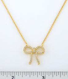 LMTS Classic! 14k Gold Plated Cz Bow Necklace Wholesale