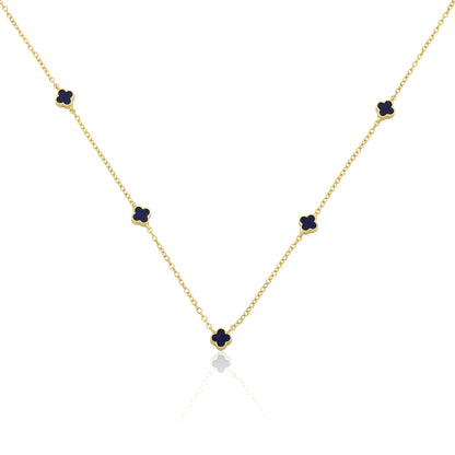 14K Gold Plated 6mm Clover Station Chain Necklace