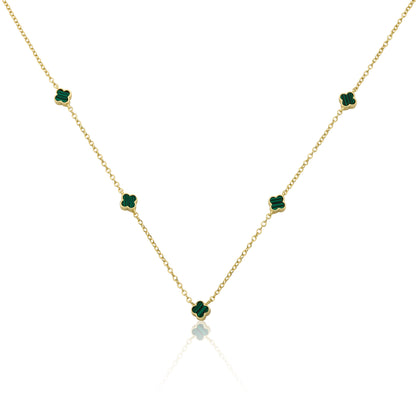 14K Gold Plated 6mm Clover Station Chain Necklace