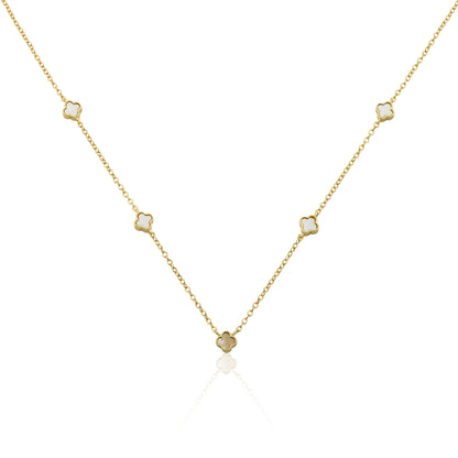 14K Gold Plated 8mm Clover Station Chain Necklace Wholesale