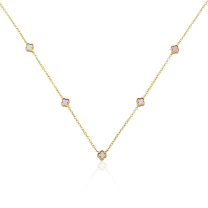 14K Gold Plated 6mm Clover Station Chain Necklace