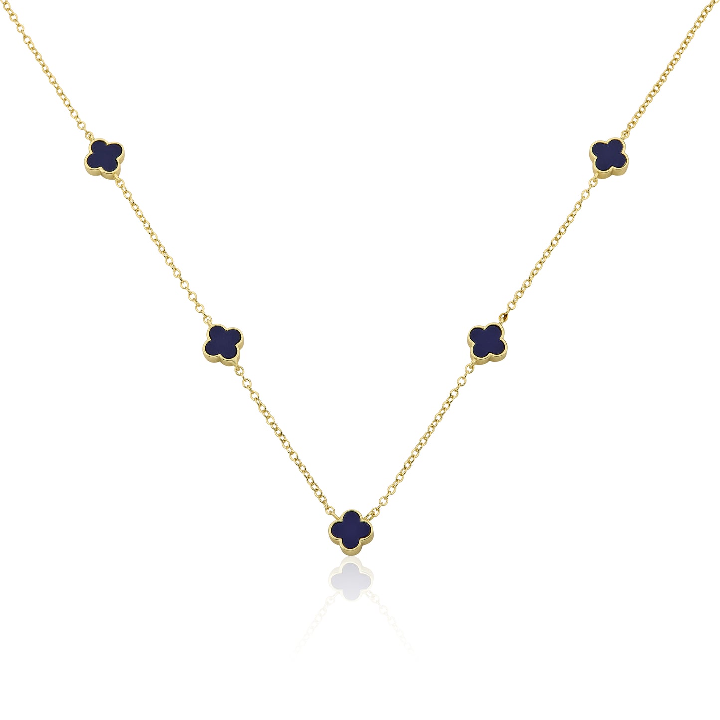 14K Gold Plated 8mm Clover Station Chain Necklace Wholesale