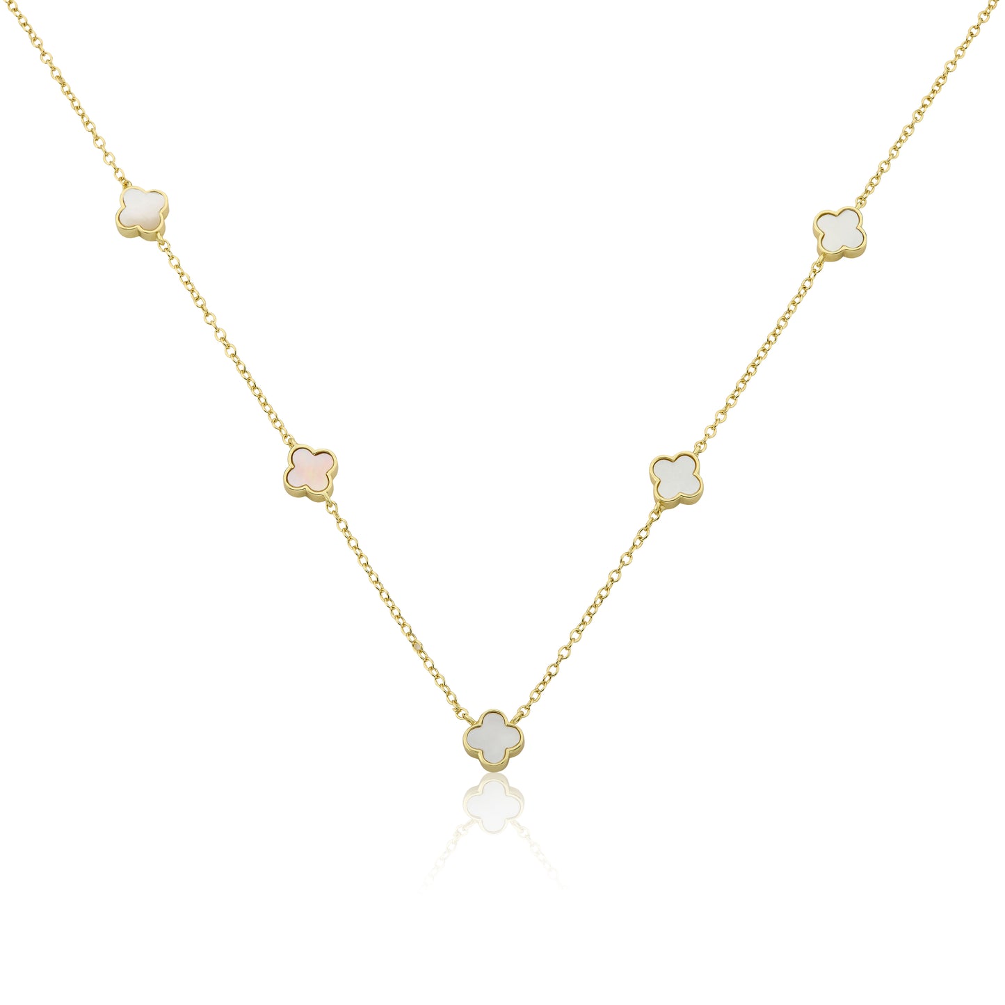 14K Gold Plated 8mm Clover Station Chain Necklace Wholesale
