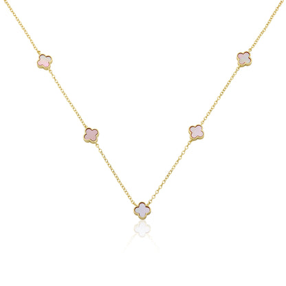 14K Gold Plated 8mm Clover Station Chain Necklace Wholesale