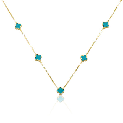 14K Gold Plated 8mm Clover Station Chain Necklace Wholesale