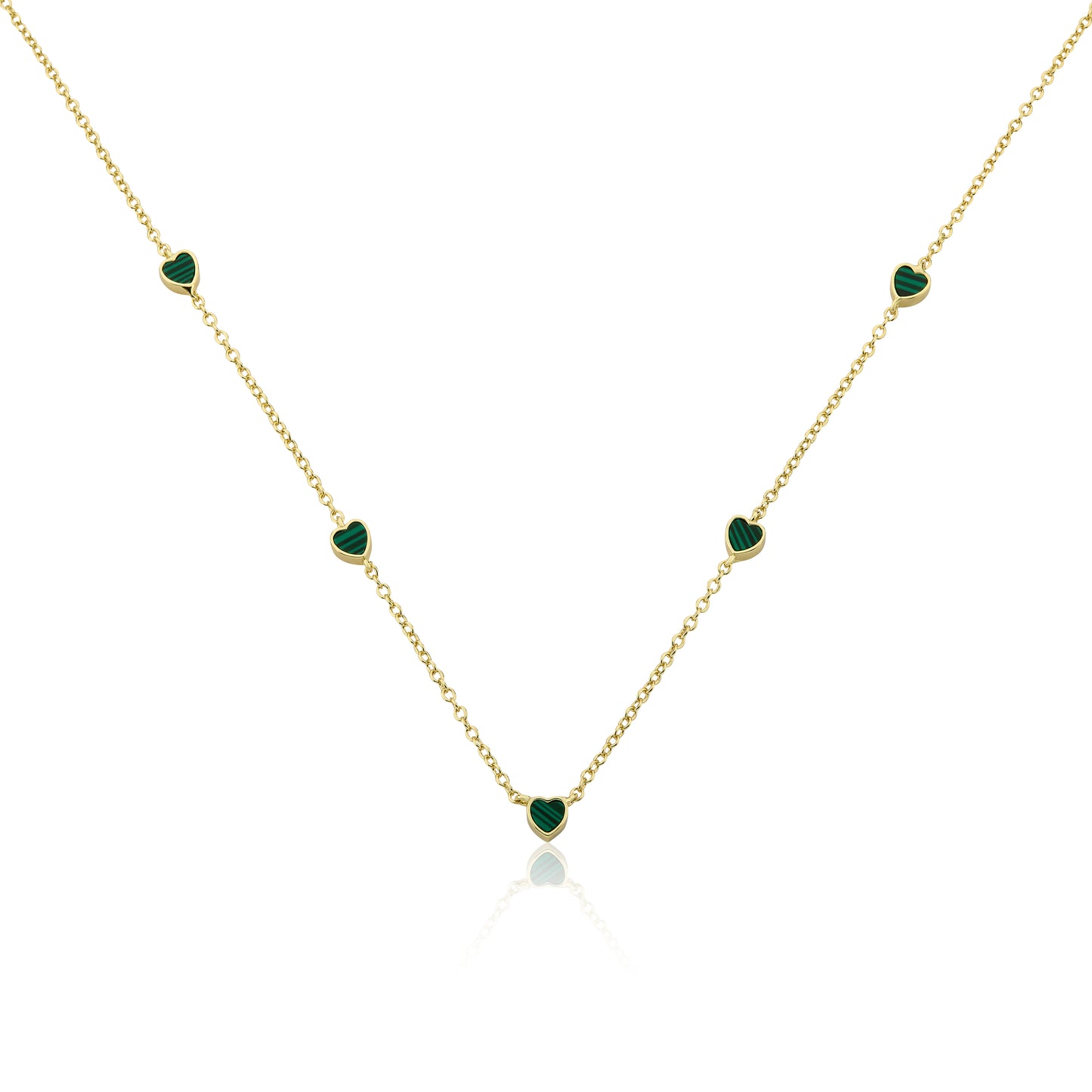 14K Gold Plated 5mm Heart Station Chain Necklace Wholesale