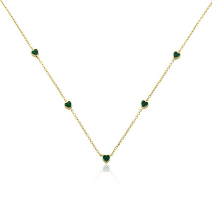 14K Gold Plated 5mm Heart Station Chain Necklace Wholesale