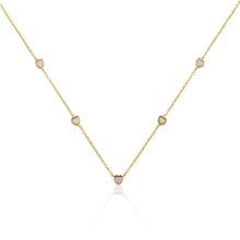 14K Gold Plated 5mm Heart Station Chain Necklace