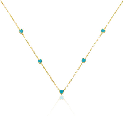 14K Gold Plated 5mm Heart Station Chain Necklace Wholesale