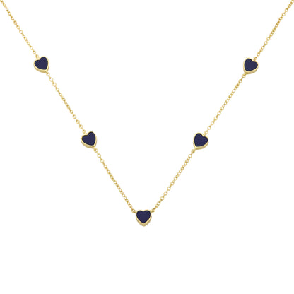 14K Gold Plated 7mm Heart Station Chain Necklace Wholesale