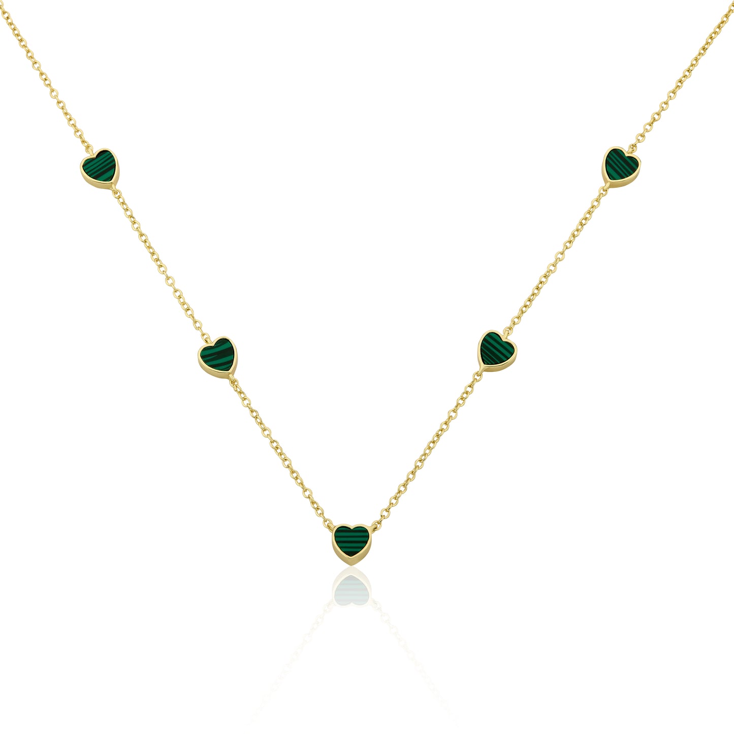 14K Gold Plated 7mm Heart Station Chain Necklace Wholesale