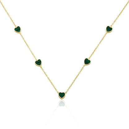 14K Gold Plated 7mm Heart Station Chain Necklace Wholesale