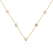 14K Gold Plated 7mm Heart Station Chain Necklace