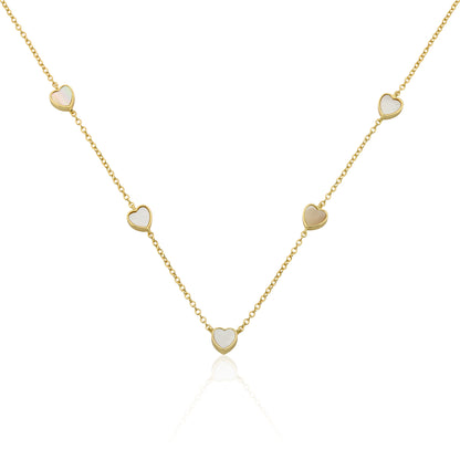 14K Gold Plated 7mm Heart Station Chain Necklace Wholesale