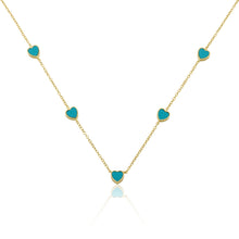 14K Gold Plated 7mm Heart Station Chain Necklace